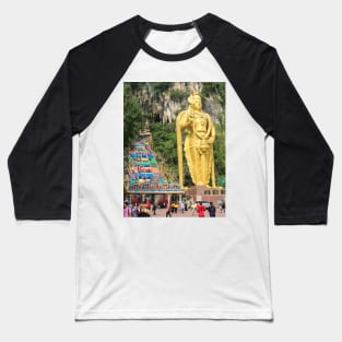 Prayer wheels with Lord Murugan and stairs at Batu Caves Baseball T-Shirt